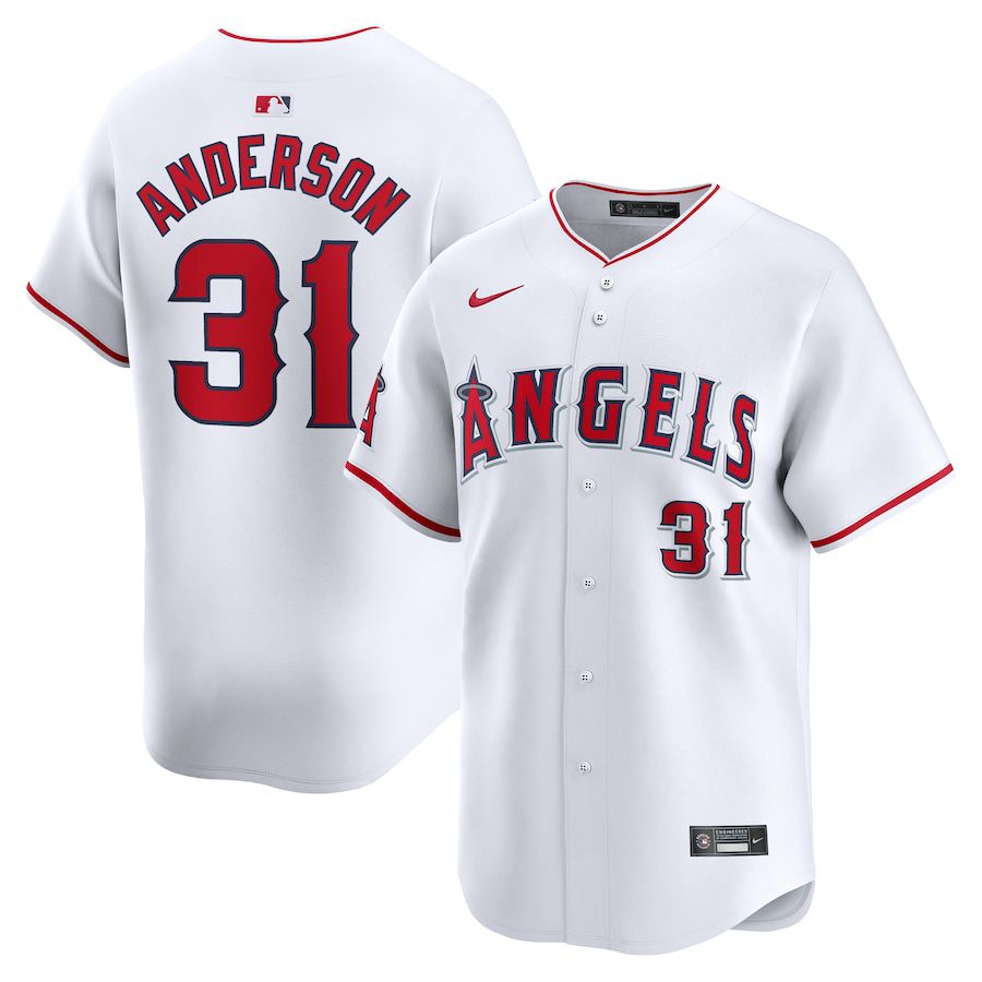 Men Los Angeles Angels 31 Tyler Anderson Nike White Home Limited Player MLB Jersey